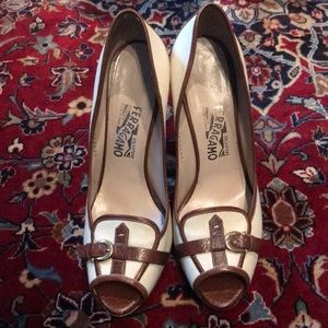 Salvatore Ferragamo peep toe Delma heels